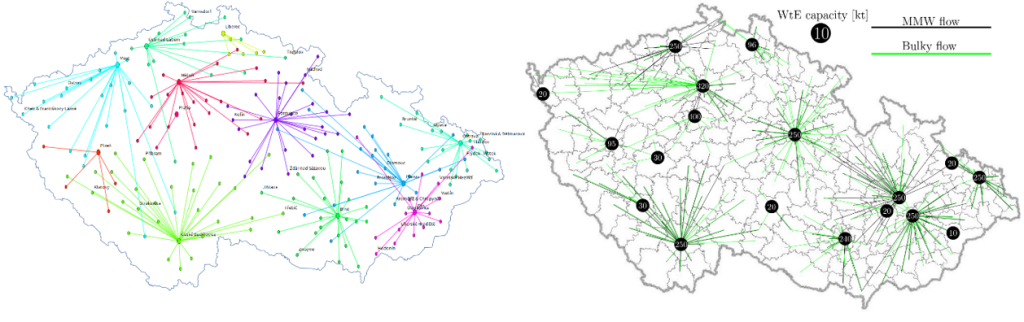 Ilustrativní výsledky tzv. lokačně-alokačních úloh pro optimální rozmístění zpracovatelských center